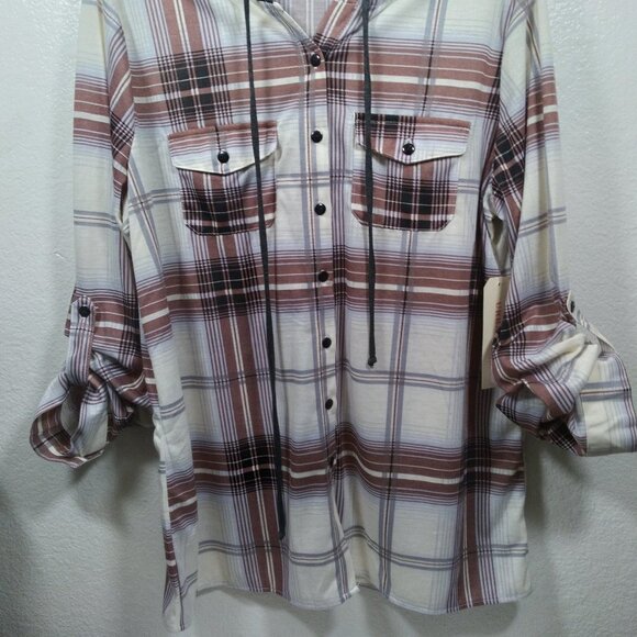 Urban Girl Plaid Button Down Hoodie 1X NWT - Picture 8 of 16